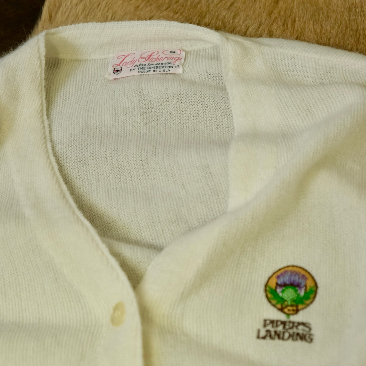 アメリカ古着 あざみホワイトニットカーディガン - 古着屋 sio