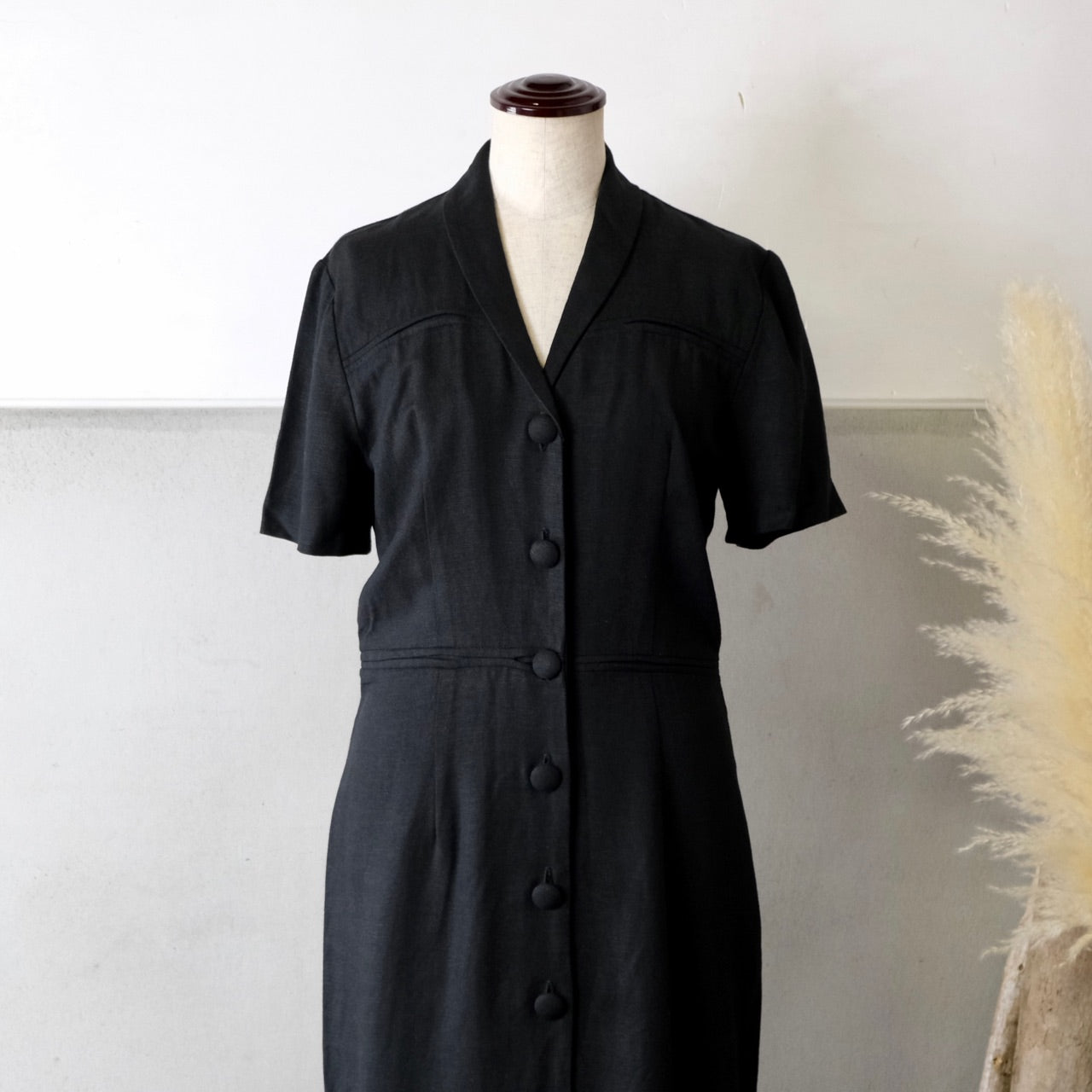 ブラックショールカラーワンピース - 古着屋 sio
