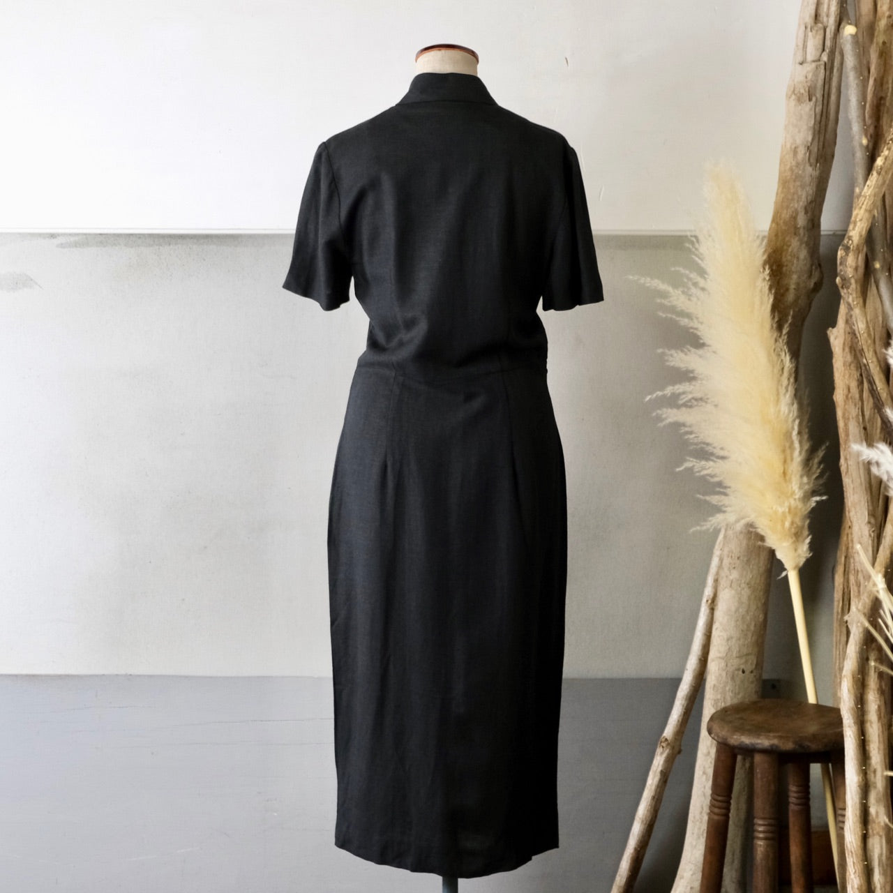 ブラックショールカラーワンピース - 古着屋 sio