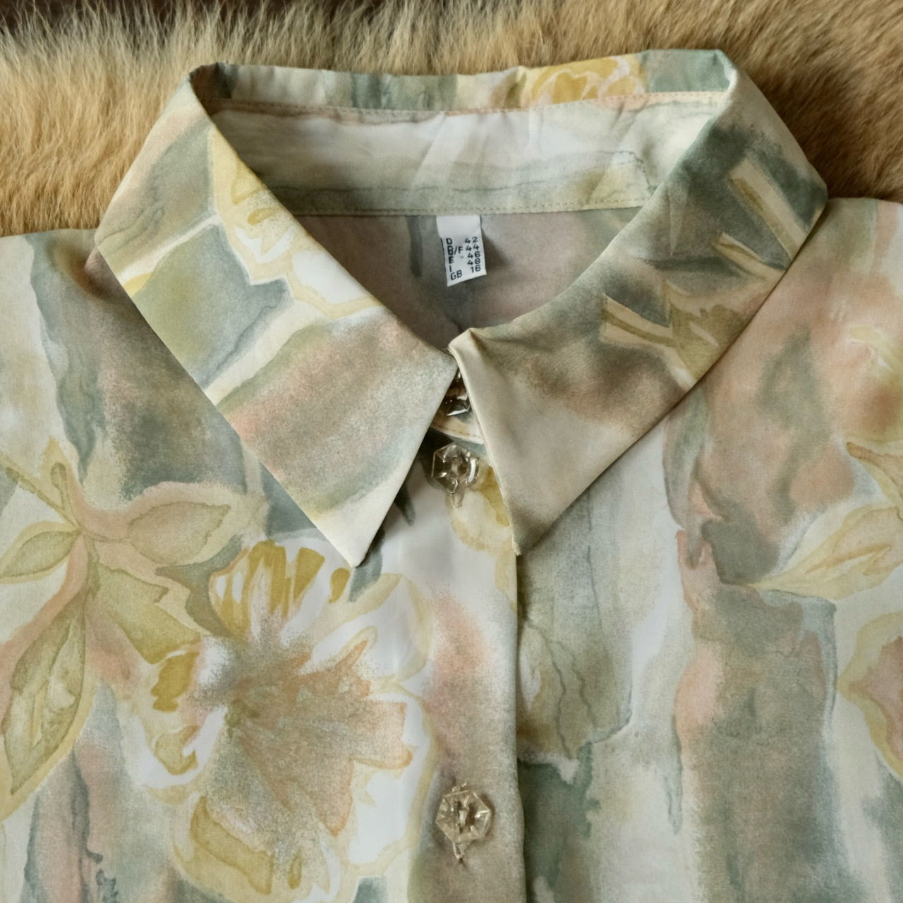 半袖シャツブラウス とろみフラワーパターン - 古着屋 sio