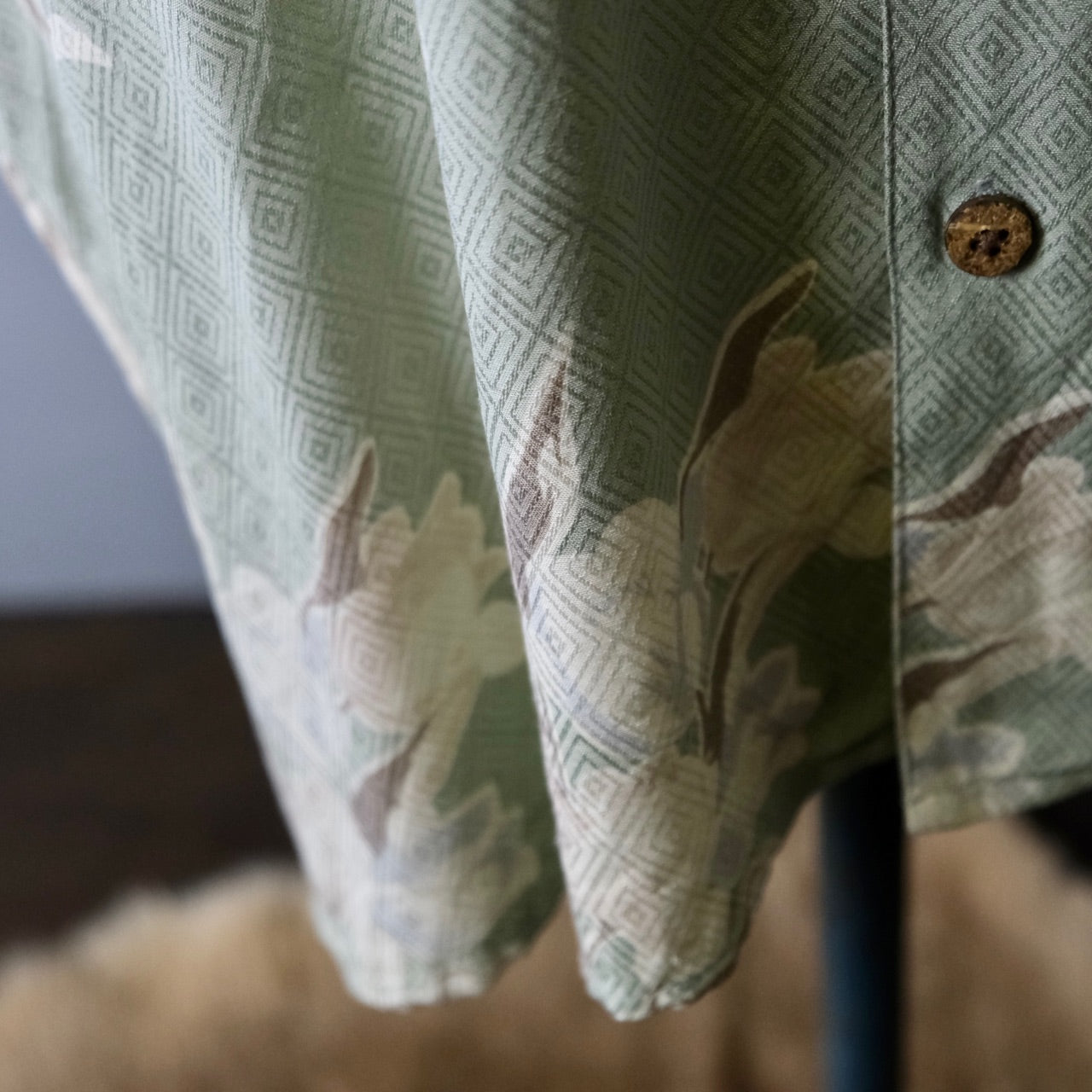 シルク アロハシャツ ライトモスグリーン アメリカ古着 - 古着屋 sio