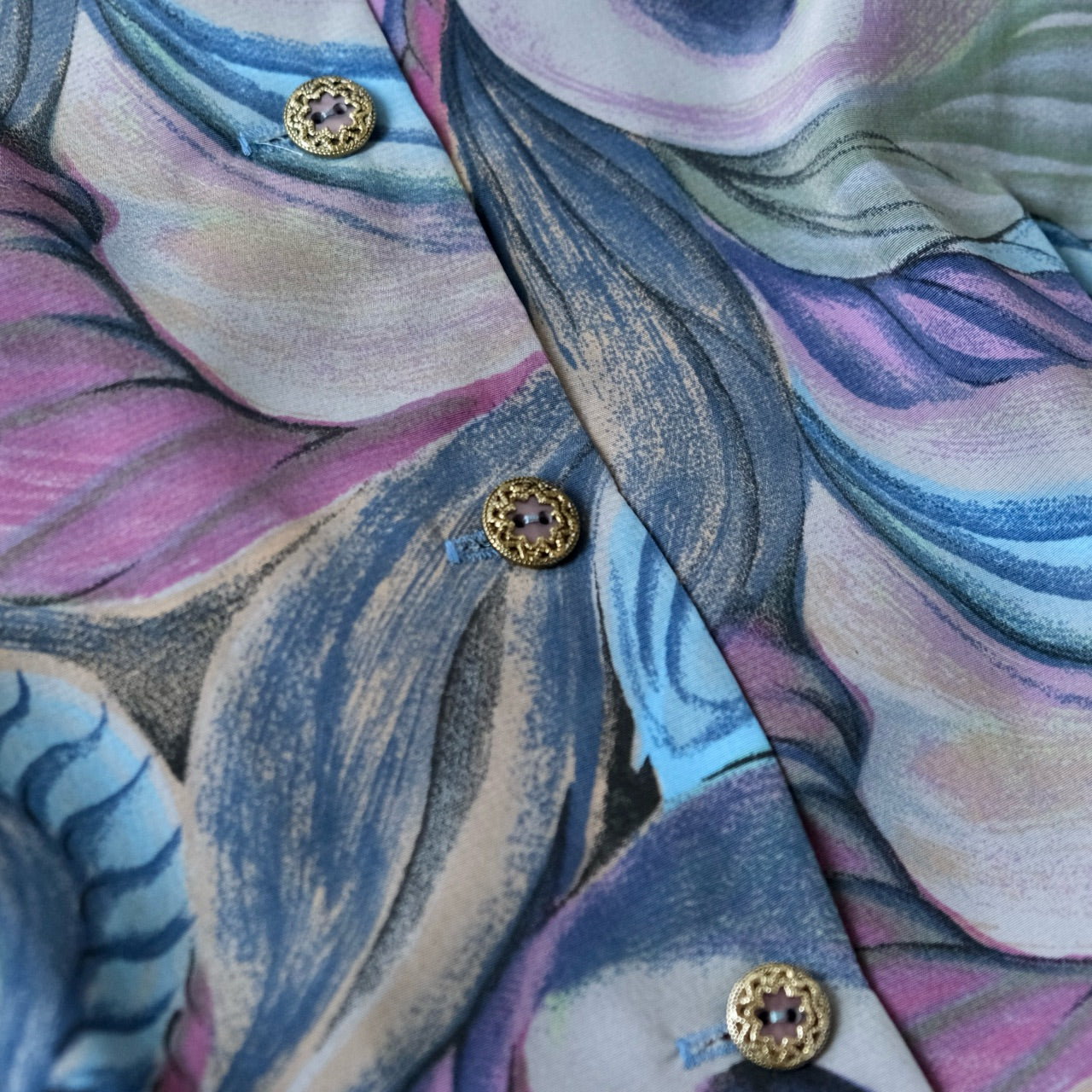 パープルパターンブラウスシャツ ユーロ古着 - 古着屋 sio