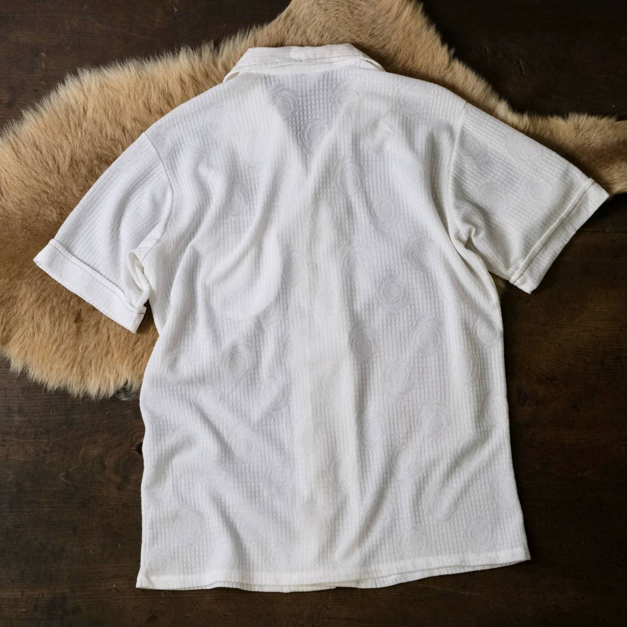 70s オープンカラー 半袖シャツ ホワイト メンズ/レディース/ユニセックス - 古着屋 sio