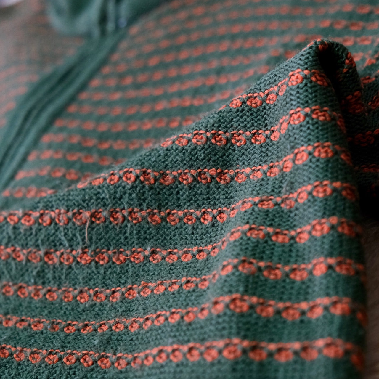 グリーン✖️オレンジ ハーフZIP ニット - 古着屋 sio