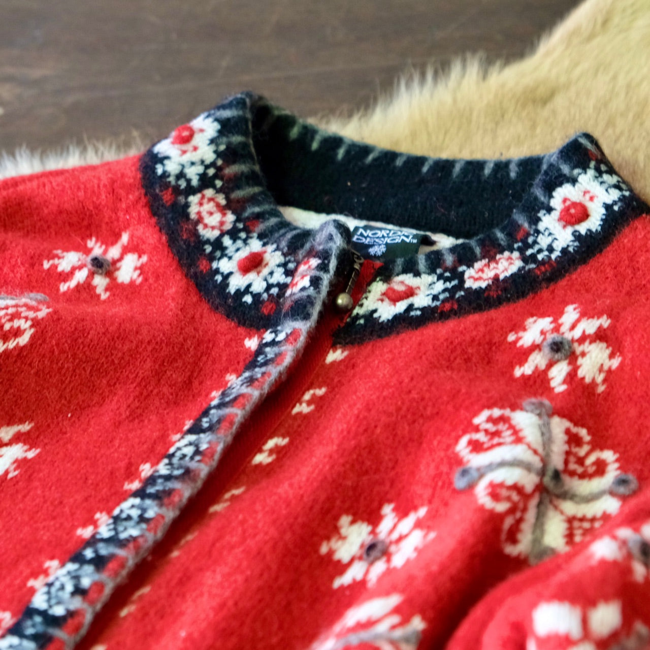 ノルディックカーディガン スタンドカラー ニットセーター - 古着屋 sio