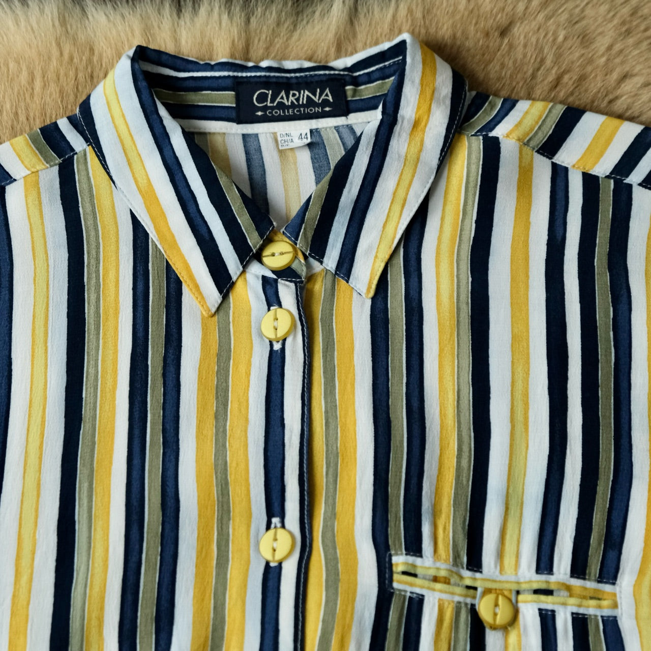 半袖ストライプシャツ CLARINA 水彩画ストライプ - 古着屋 sio