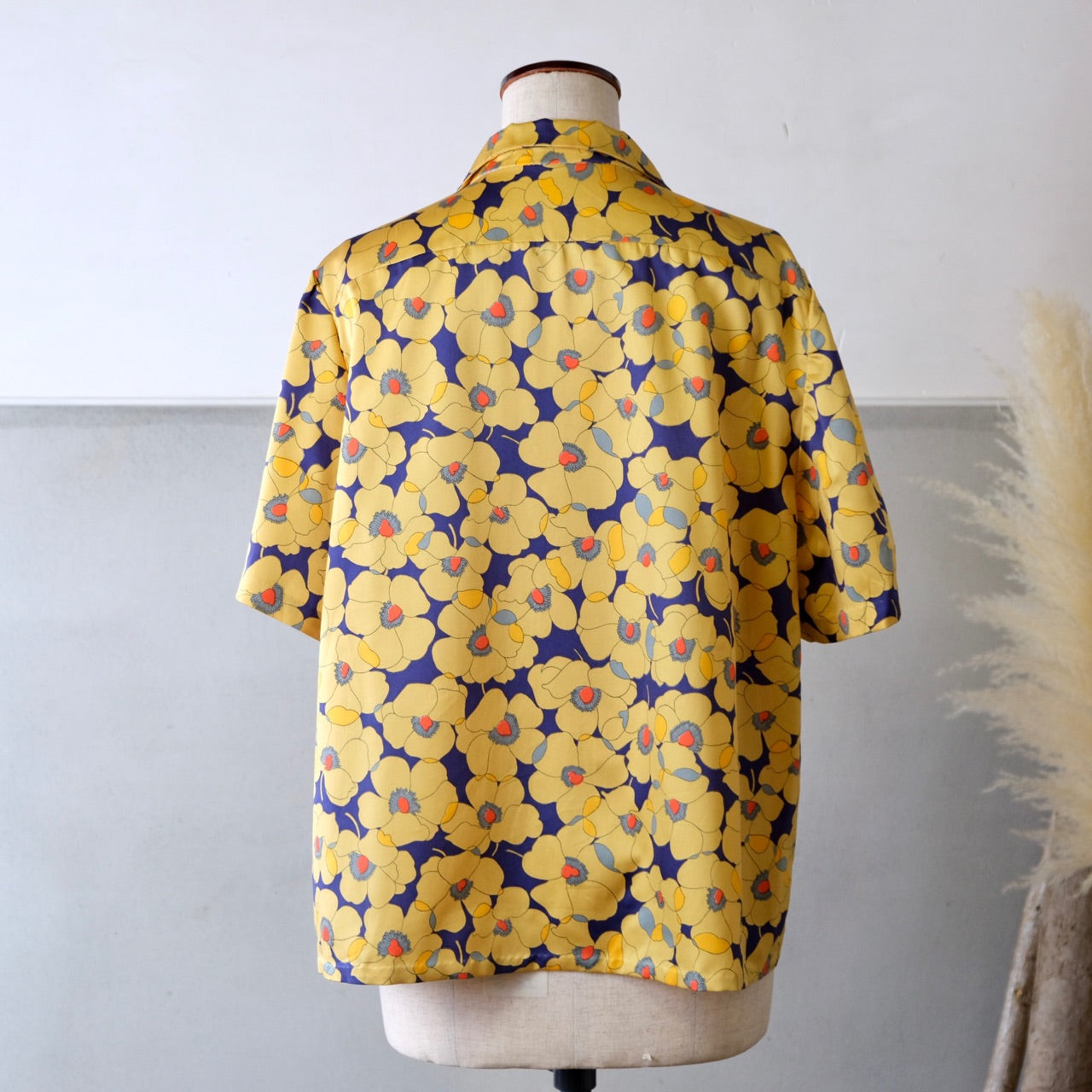 イエローポピー半袖ブラウスシャツ ユーロ古着 - 古着屋 sio