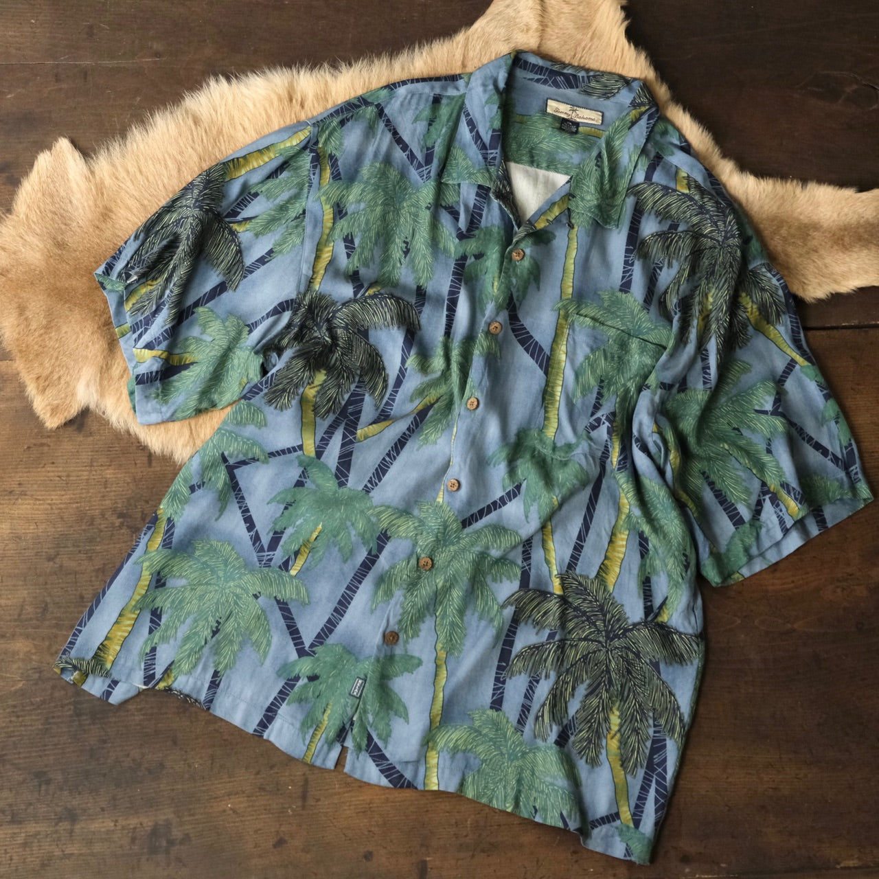 シルク ヤシの木 アロハシャツ アメリカ古着 - 古着屋 sio