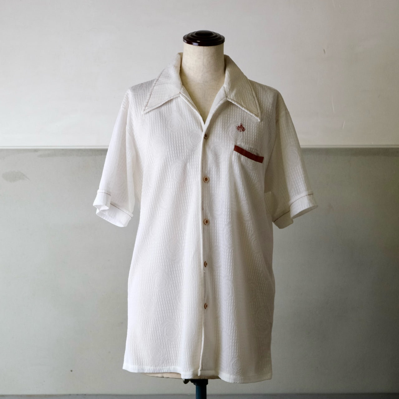 70s オープンカラー 半袖シャツ ホワイト メンズ/レディース/ユニセックス - 古着屋 sio