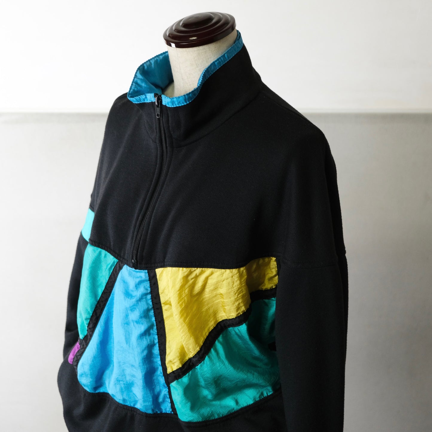 90s ハーフジップ マルチカラー トレーナー スウェット - 古着屋 sio