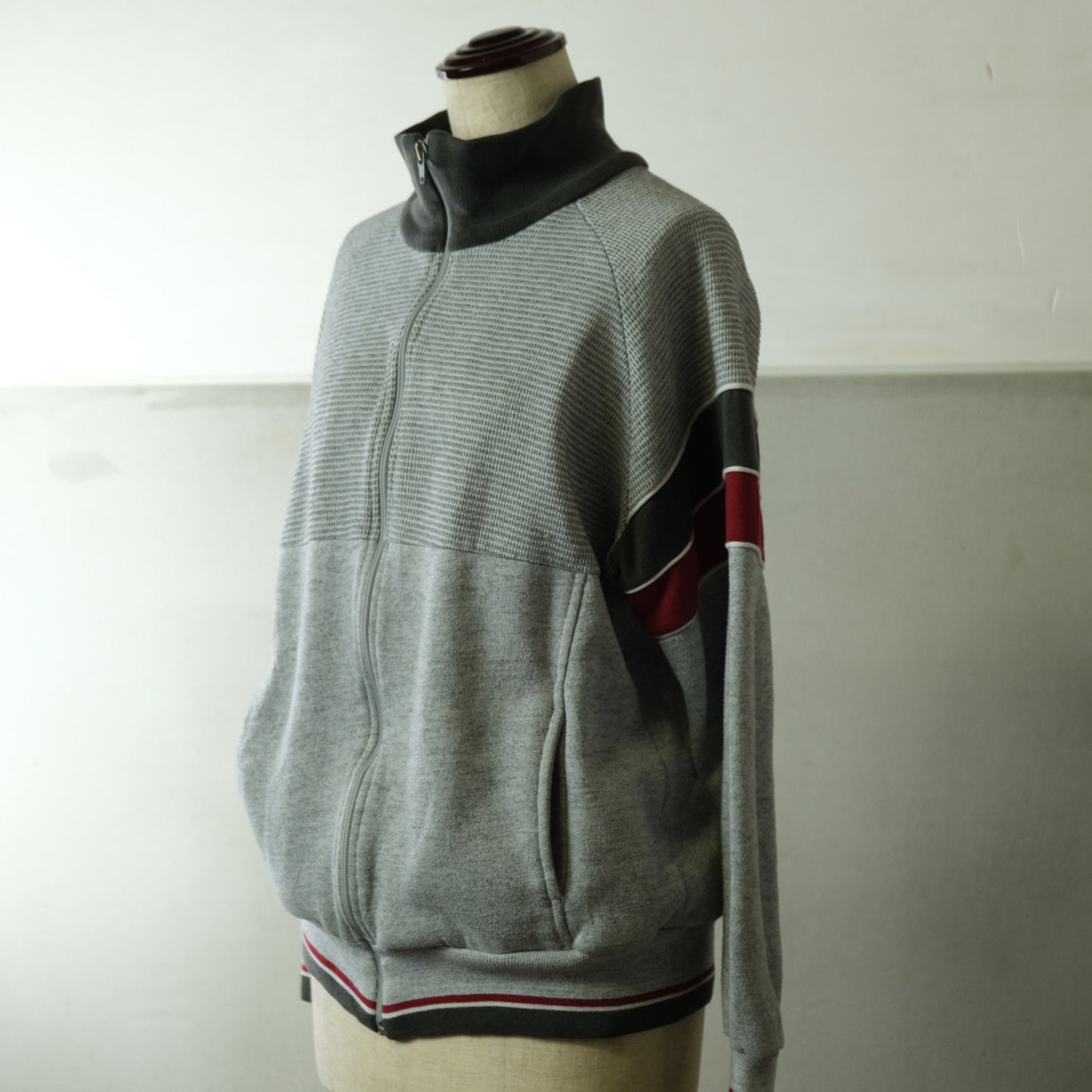 ワッフル鹿の子 グレー トレーナーブルゾン - 古着屋 sio