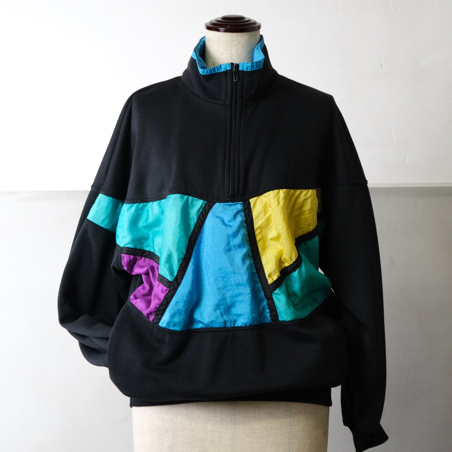 90s ハーフジップ マルチカラー トレーナー スウェット - 古着屋 sio