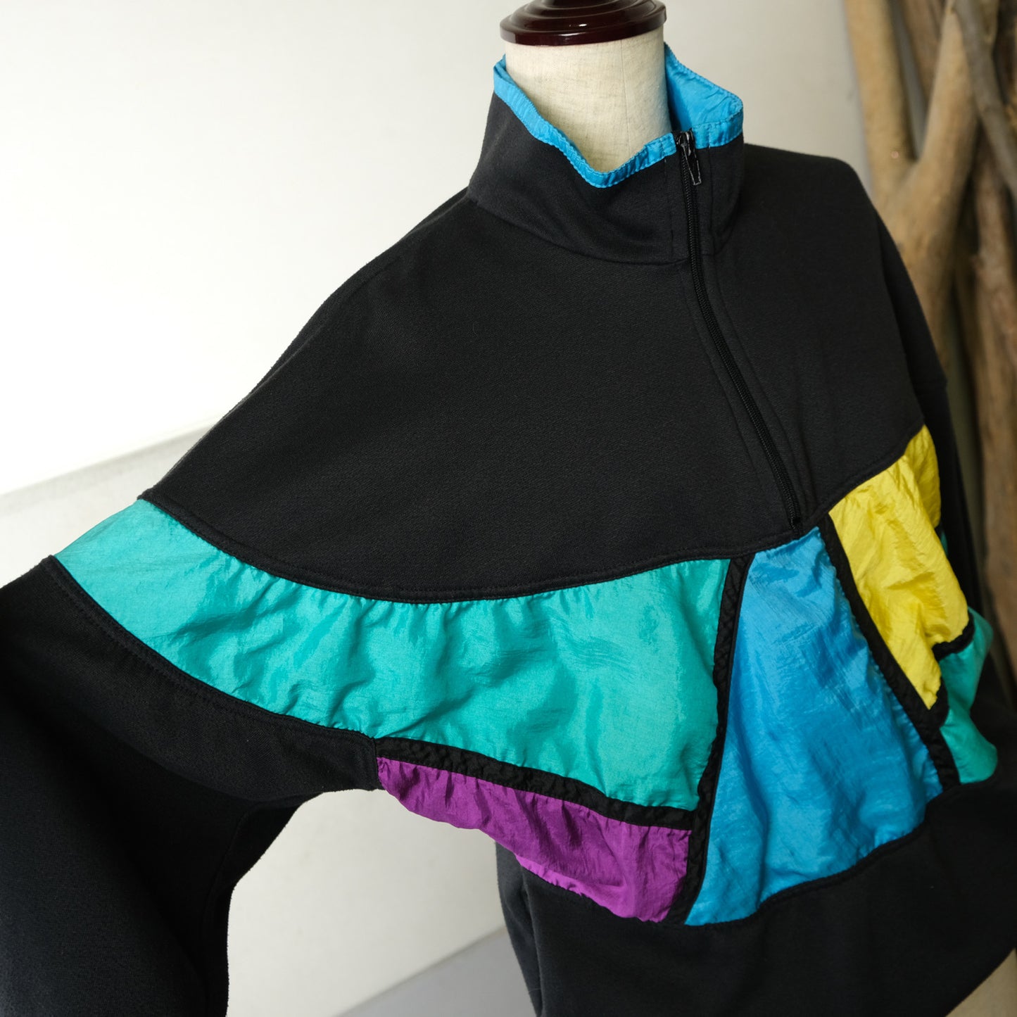 90s ハーフジップ マルチカラー トレーナー スウェット - 古着屋 sio