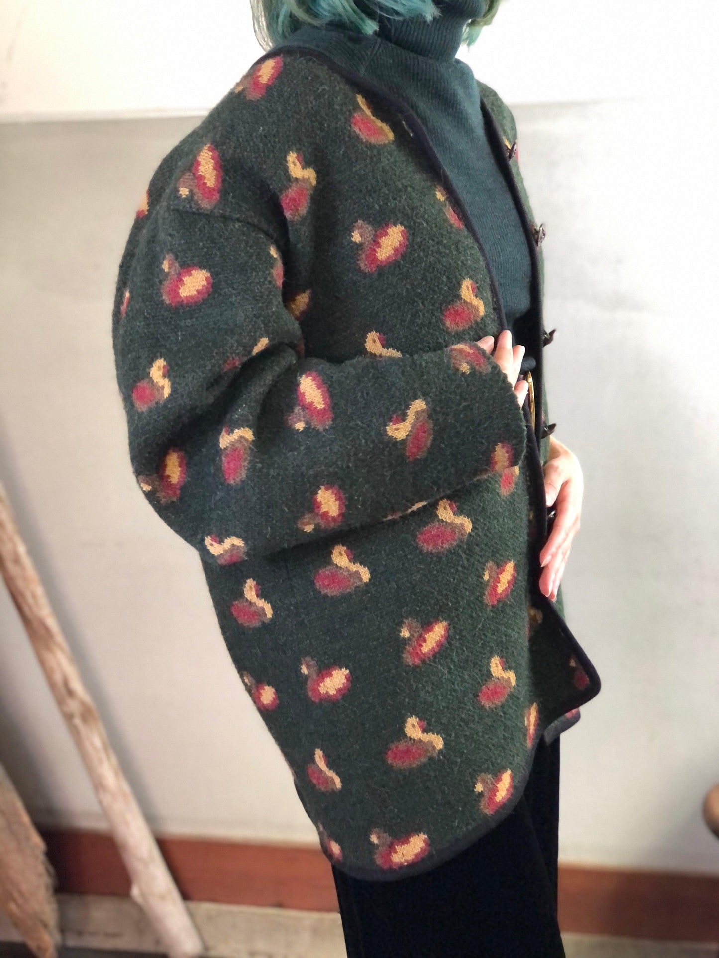 カモちゃん総柄ウールニットカーディガン - 古着屋 sio