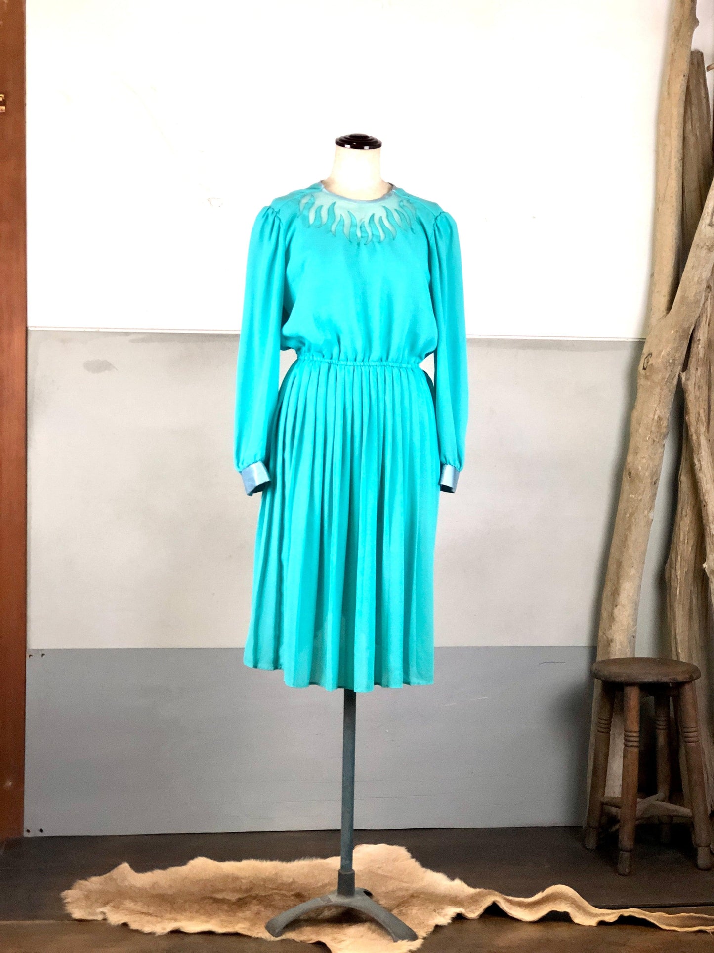 US ターコイズブルー ワンピースdress - 古着屋 sio