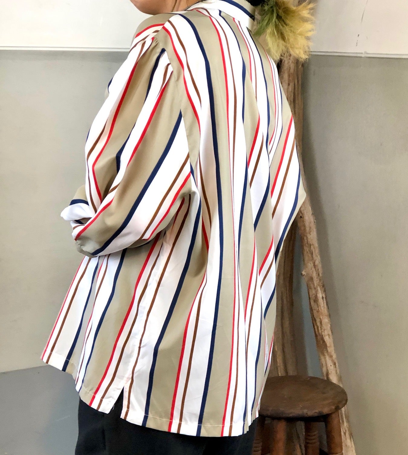 euro ストライプ ブラウスジャケット - 古着屋 sio