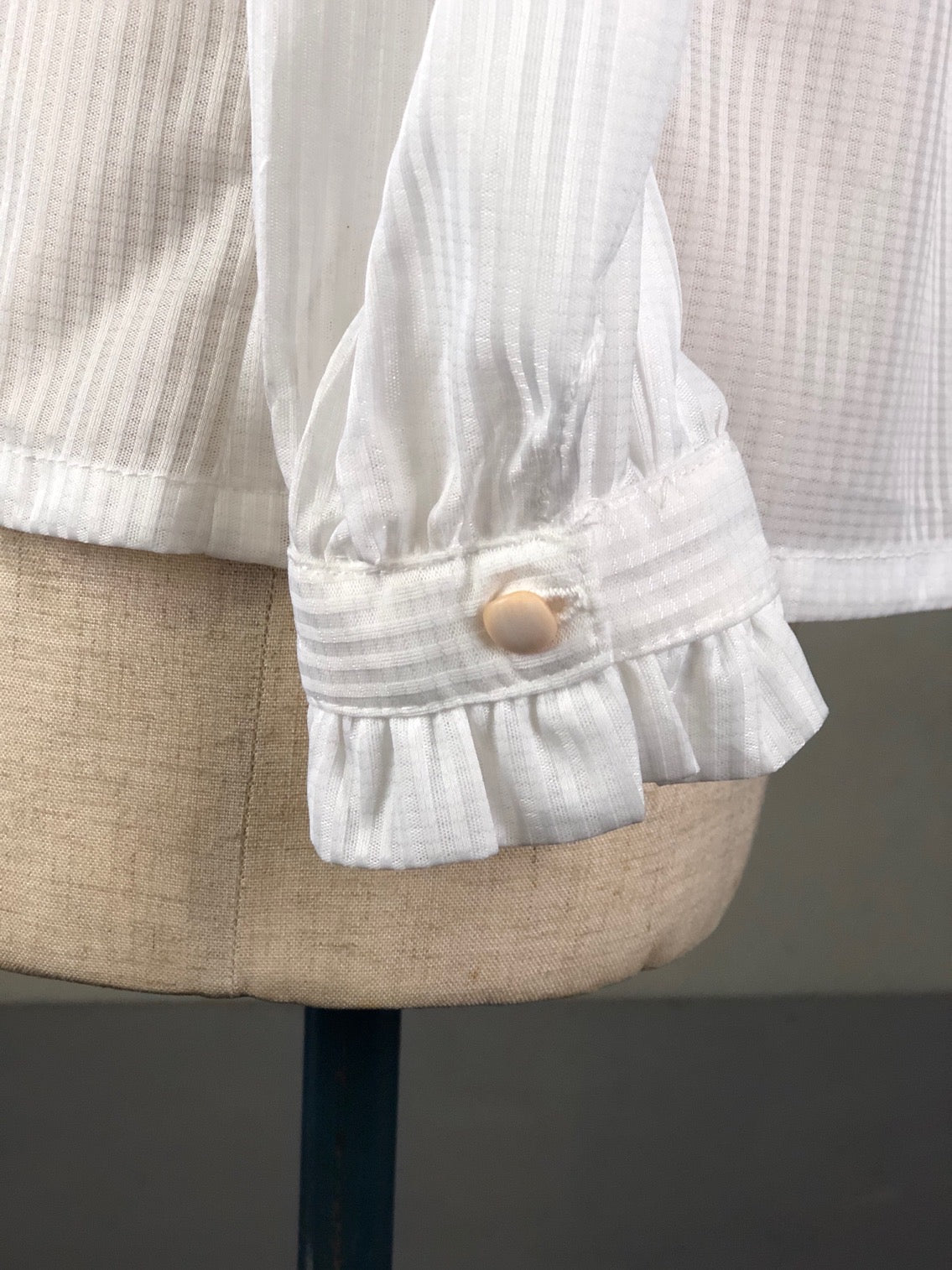 フランスヴィンテージ リボン スタンドカラーブラウス(ホワイト) - 古着屋 sio