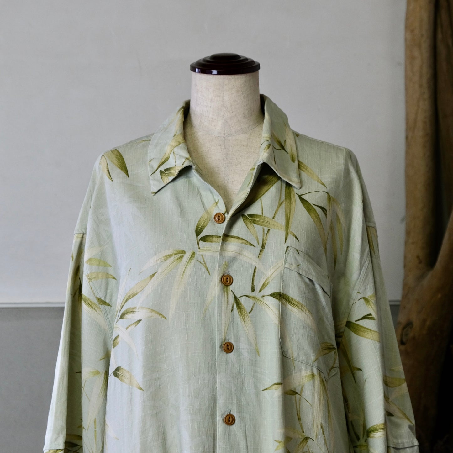 シルク バンブー柄ハワイアンシャツ - 古着屋 sio