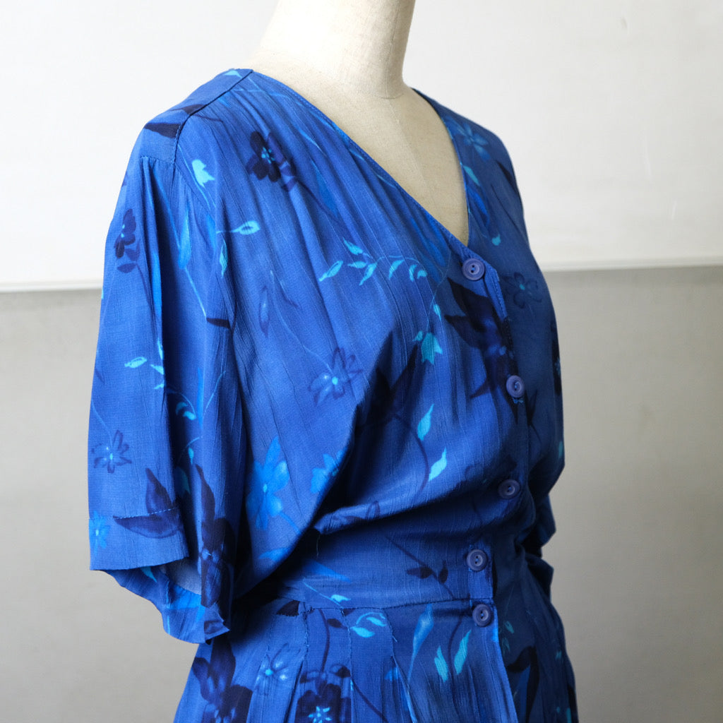 Blue flower dress - 古着屋 sio