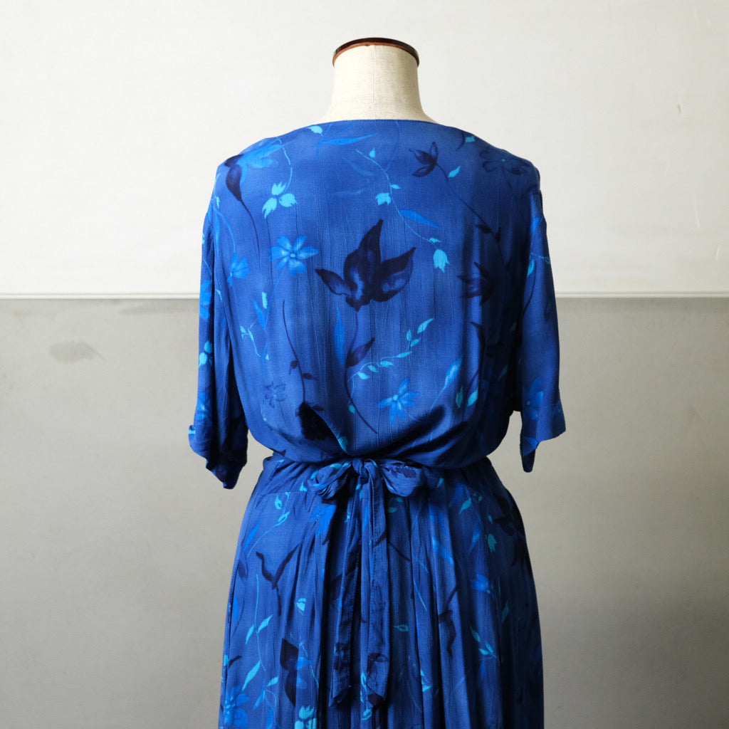 Blue flower dress - 古着屋 sio