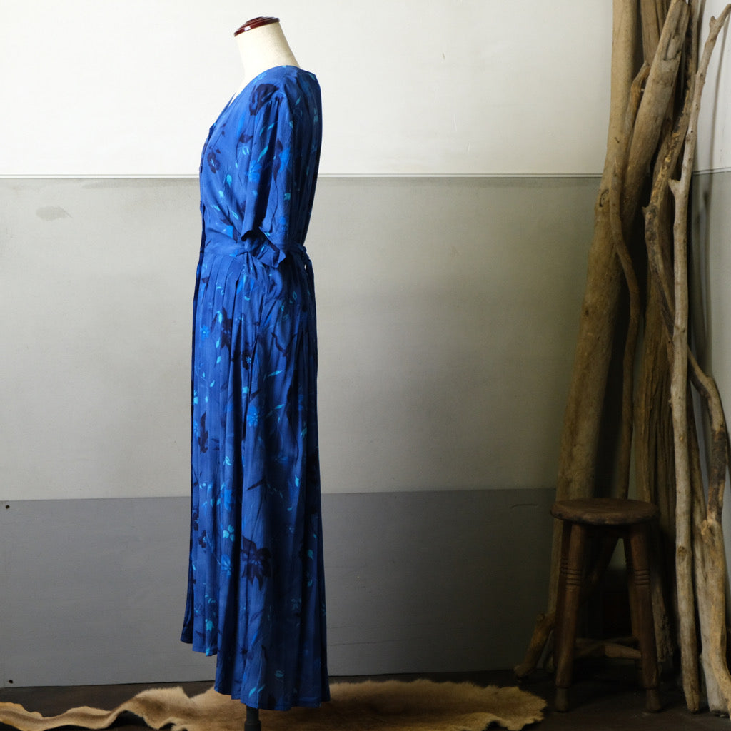 Blue flower dress - 古着屋 sio