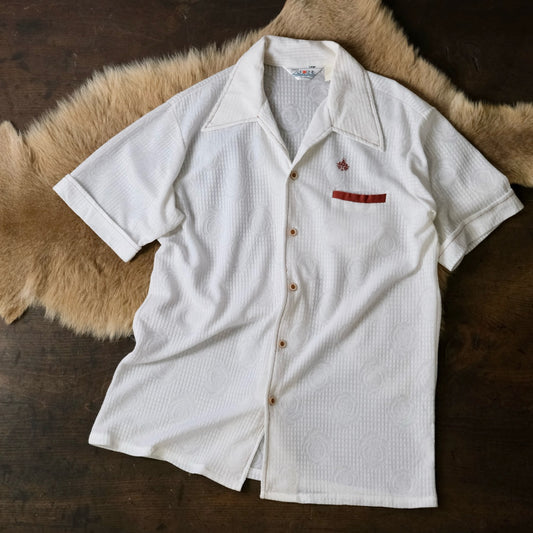 70s オープンカラー 半袖シャツ ホワイト メンズ/レディース/ユニセックス - 古着屋 sio